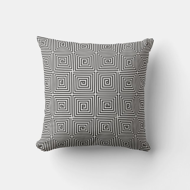 Black and White square seamless geometric pattern Cushion (Front)
