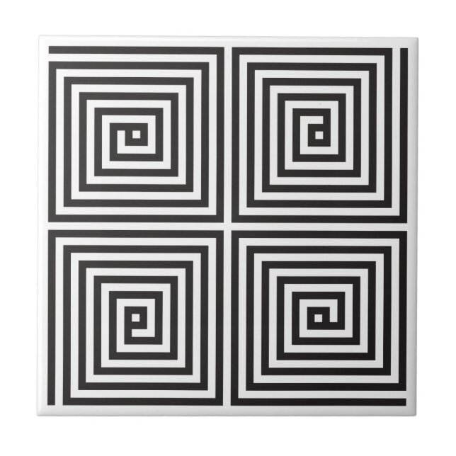 Black and White square seamless geometric pattern Tile (Front)