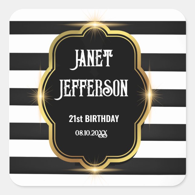 Black and White  Square Sticker (Front)