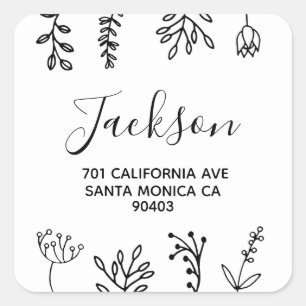 black and white square sticker