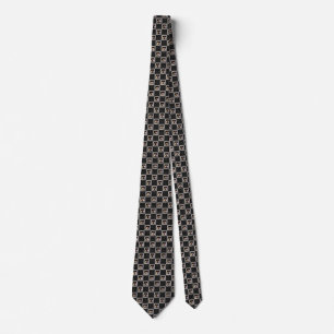 Black and White Square with Pink and Brown Dog Tie