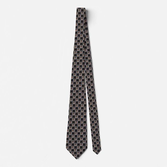 Black and White Square with Pink and Brown Dog Tie (Front)