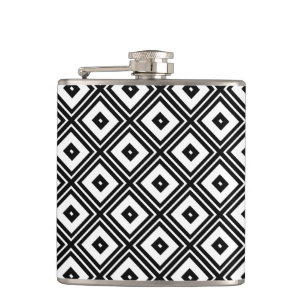 Black and White Squares Hip Flask