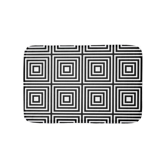 Black and White Squares in Squares Bath Mat (Front)