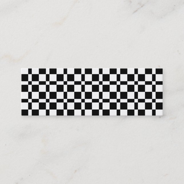 Black and White Squares Pattern Mini Business Card (Front)