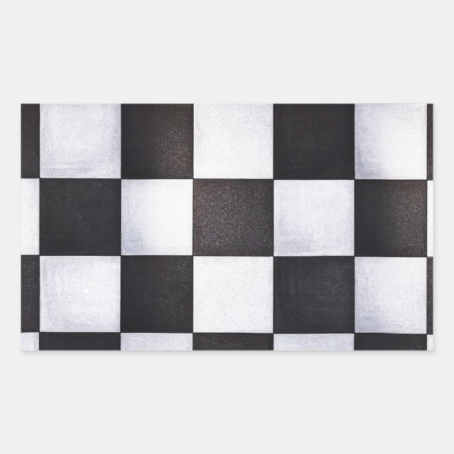 black and white squares rectangular sticker (Front)