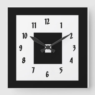 Black and White Squares Square Wall Clock
