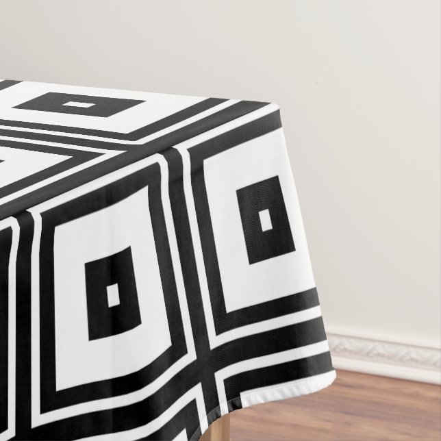 Black and White Squares Tablecloth (In Situ)
