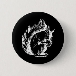 Black and White Squirrel Art 6 Cm Round Badge