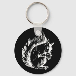 Black and White Squirrel Art Key Ring