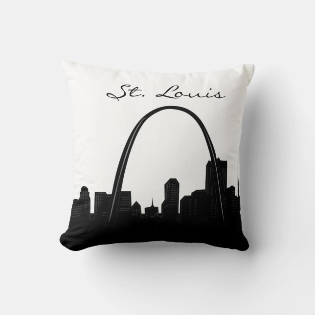 Black and White St. Louis Landmark Cushion (Front)