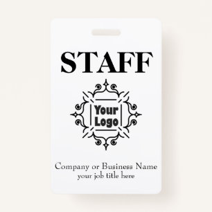 Black and White Staff ID with Custom Logo ID Badge