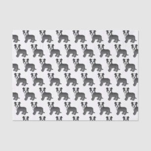 Black And White Staffie Cute Cartoon Dog Pattern Tissue Paper