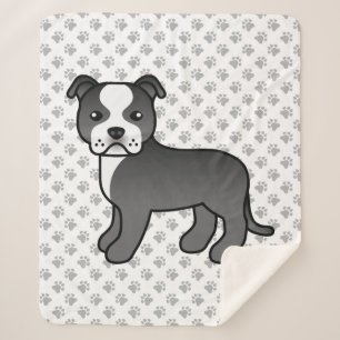 Black And White Staffordshire Bull Terrier Dog Sherpa Blanket