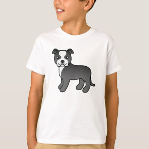 Black And White Staffordshire Bull Terrier Dog T-Shirt