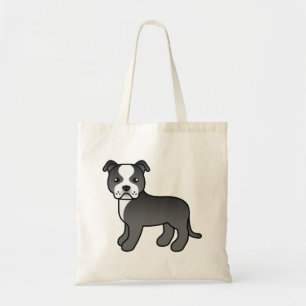 Black And White Staffordshire Bull Terrier Dog Tote Bag