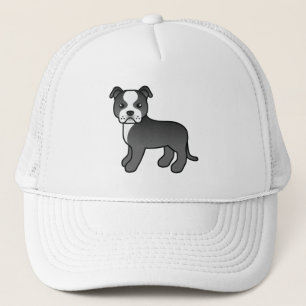 Black And White Staffordshire Bull Terrier Dog Trucker Hat