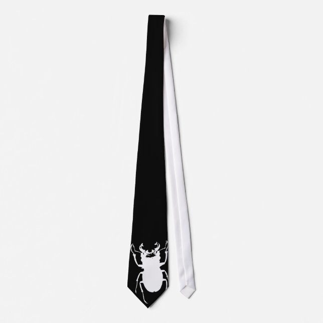 Black and White Stag Beetle Tie (Front)