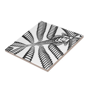 Black And White Stair Steps To Somewhere Abstract  Tile