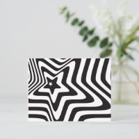 Black and White Star Illusion Postcard – Optical