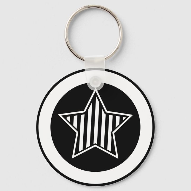 Black and White Star Keychain (Front)