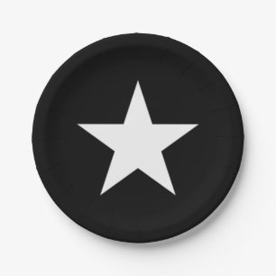 Black and White Star Paper Plate