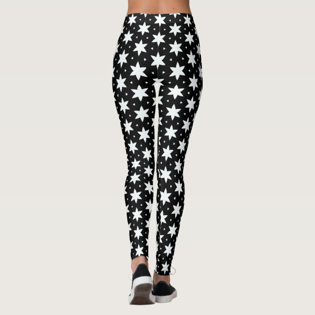 Black and White Star Pattern leggings (Back)