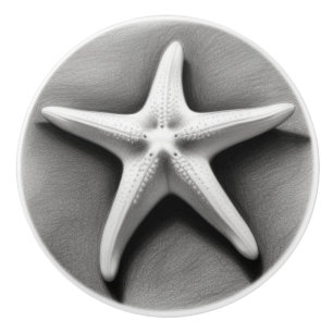 Black and White Starfish Ceramic Knob