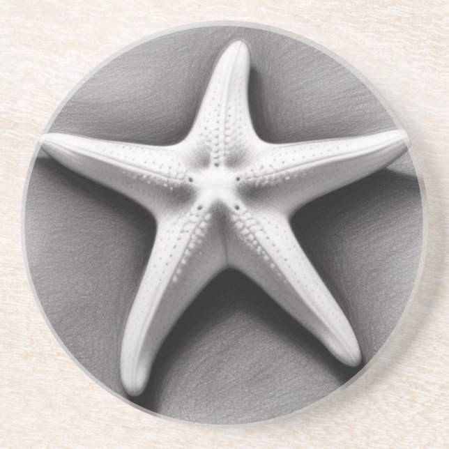 Black and White Starfish Coaster (Front)