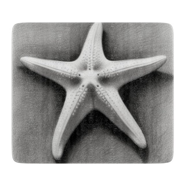 Black and White Starfish Cutting Board (Front)