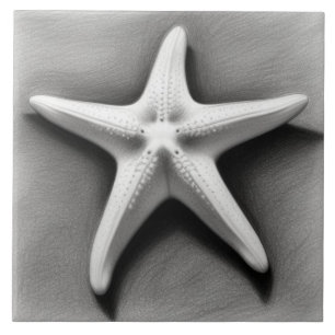 Black and White Starfish Tile