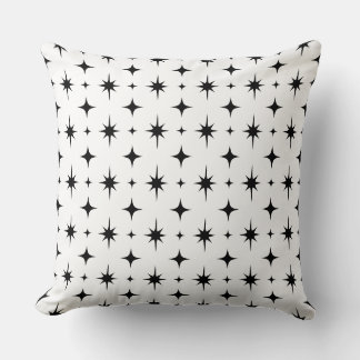 Black and White Stars Abstract Geometric Pattern Cushion