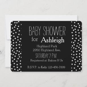 Black and White Stars baby shower Invitation