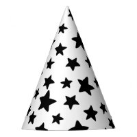 Black and White Stars Doodles Pattern Birthday