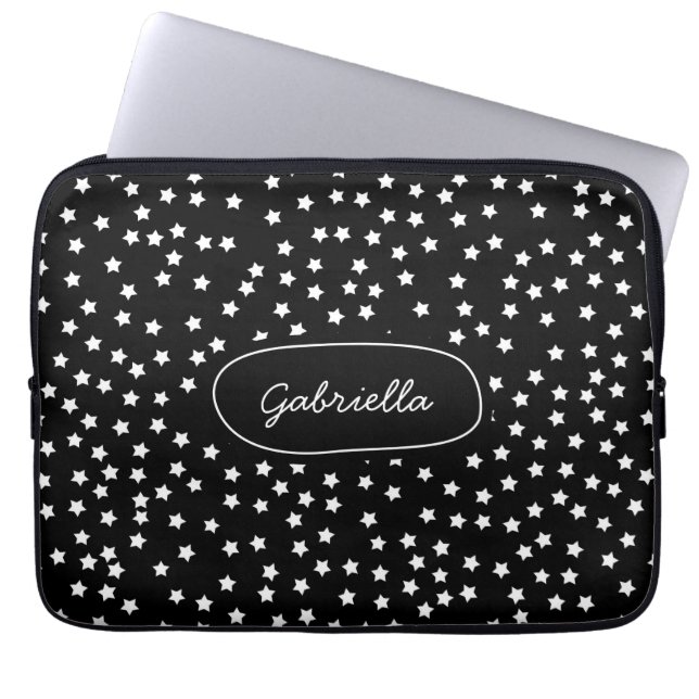 Black and White Stars Laptop Sleeve (Front)