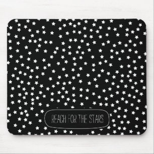Black and White Stars Mouse Pad