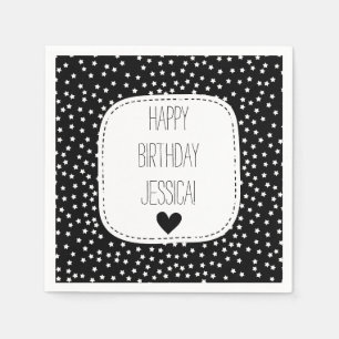 Black and White Stars Napkin