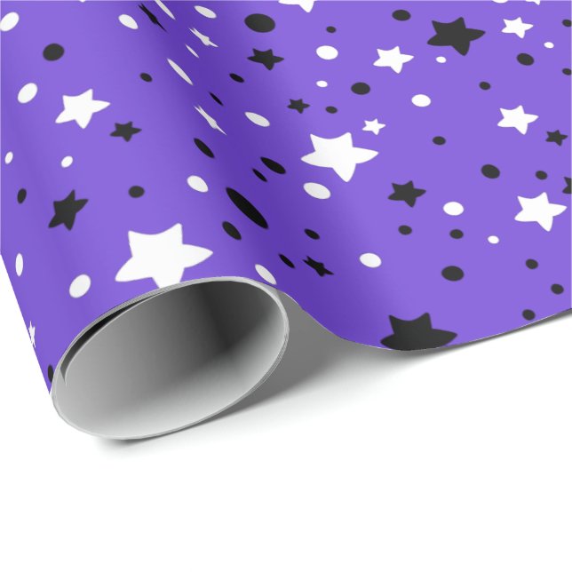 black and white stars on purple wrapping paper (Roll Corner)