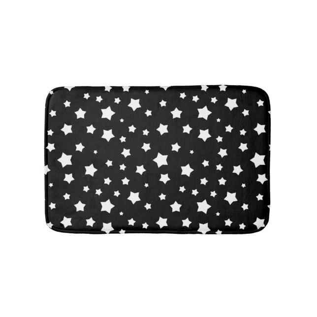 Black and white stars pattern bath mat (Front)