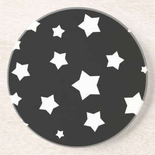 Black and white stars pattern coaster