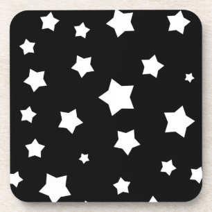 Black and white stars pattern coaster