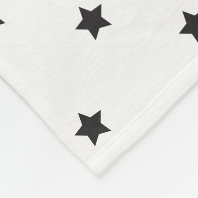 Black And White Stars Pattern Fleece Blanket (Corner)