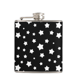 Black and white stars pattern hip flask
