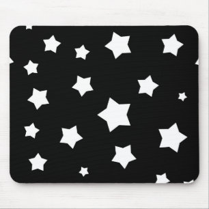 Black and white stars pattern mouse pad