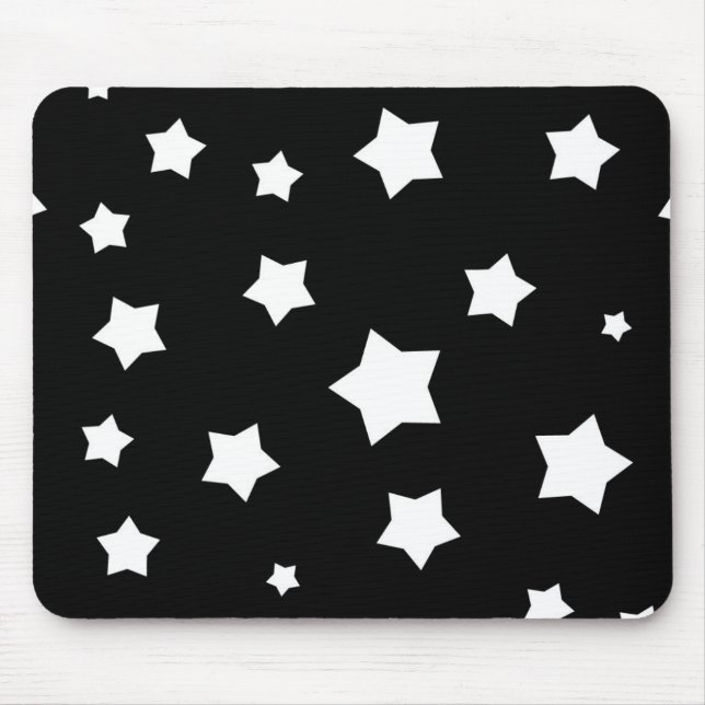 Black and white stars pattern mouse pad (Front)