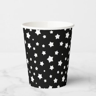 Black and white stars pattern paper cups