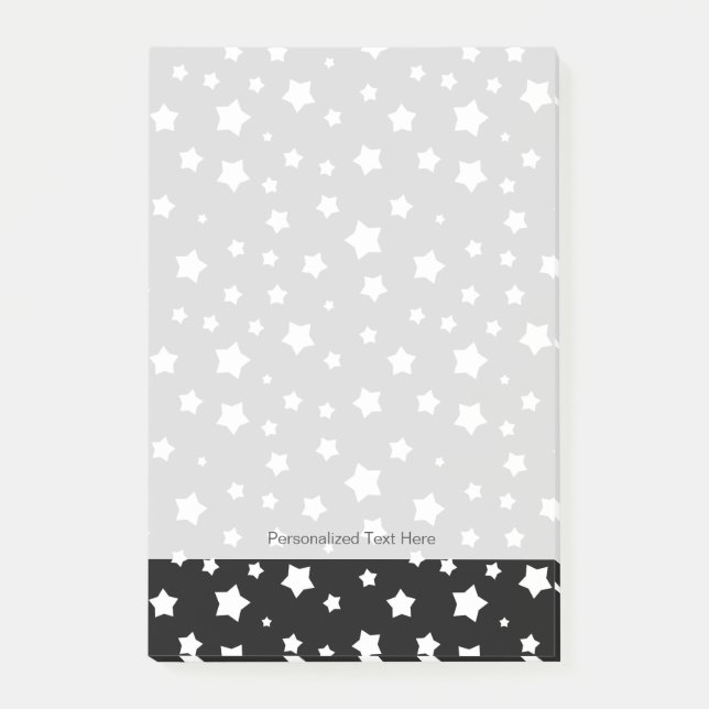 Black and white stars pattern post-it notes (Front)