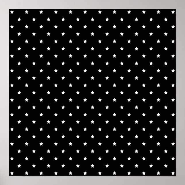 Black and White Stars Pattern. Poster (Front)