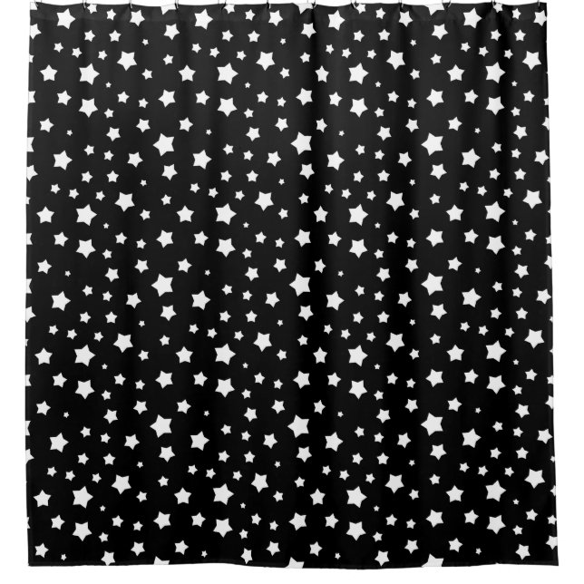 Black and white stars pattern shower curtain (Front)