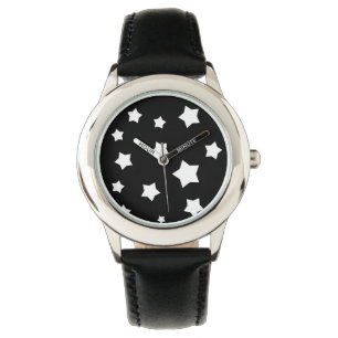 Black and white stars pattern watch